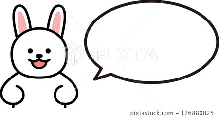 A simple illustration of a rabbit and a round speech bubble 126880025
