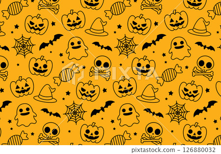 Halloween seamless pattern background vector illustration material Halloween seamless pattern background vector illustration material 126880032