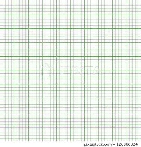 Sheet of graph paper with grid. Millimeter paper texture, geometric pattern. Green lined blank for drawing, studying, technical engineering or scale measurement. Vector illustration 126880324