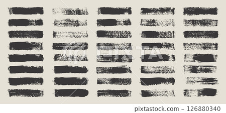 Grunge brush strokes, lines, ink smudges, hand-drawn scribble shapes. Handmade sketchy marks, acrylic stains, charcoal streaks. Paint textures, dry brush effect. Marker underline. Vector illustration 126880340