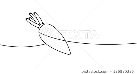 Radish one line continuous drawing. Fresh organic vegetable. Vector illustration Radish one line continuous drawing. Fresh organic vegetable. Vector illustration 126880356