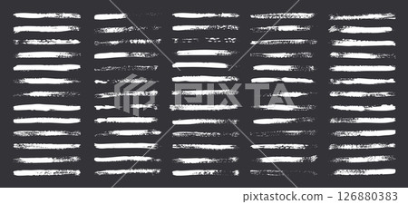 Grunge brush strokes, lines, ink smudges, hand-drawn scribble shapes. Handmade sketchy marks, acrylic stains, charcoal streaks. Paint textures, dry brush effect. Marker underline. Vector illustration 126880383