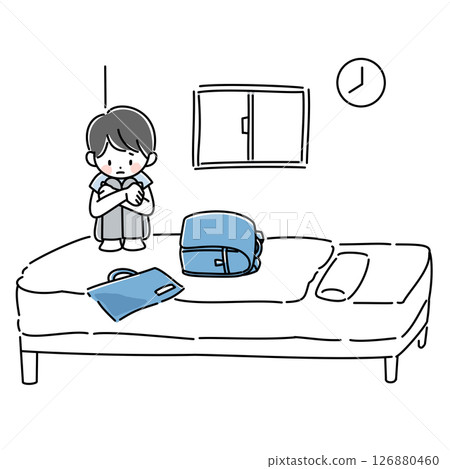 一個孩子因為不能上學而傷心的插圖 126880460