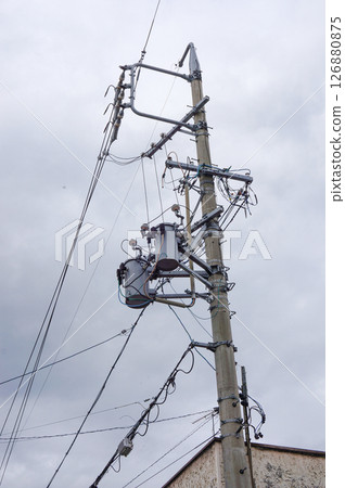 Electrical Pole with Sky Background Electrical Pole with Sky Background 126880875