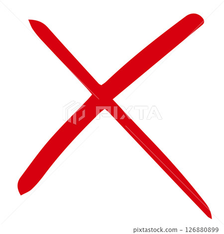 A hand-drawn cross mark, drawn with a thick felt-tip pen 126880899