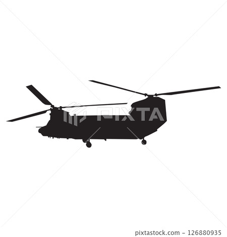 Chinook twin-engine transport helicopter silhouette 126880935