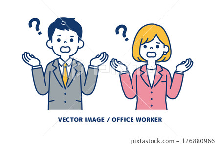 茫然的商人的簡單向量插圖素材_男人和女人套裝 茫然的商人的簡單向量插圖素材_男人和女人套裝 126880966