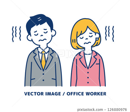 一個簡單的向量插圖，描繪了一個因肩膀下垂而感到失望的商人_男人和女人 126880976