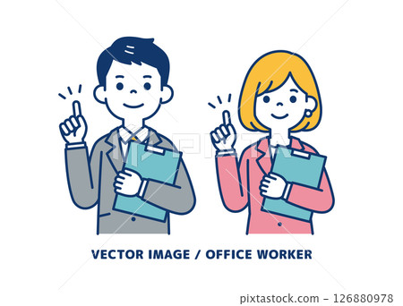 商人解釋要點的簡單向量插圖素材_男人和女人套裝 126880978