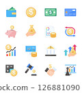 Business Strategy and Digital Banking, Online Payment Icons Set Vector Icons 126881090