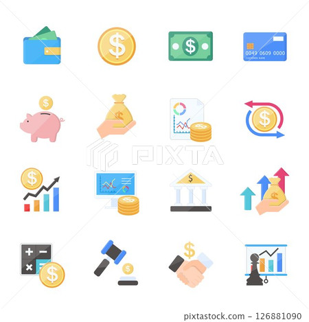 Business Strategy and Digital Banking, Online Payment Icons Set Vector Icons 126881090