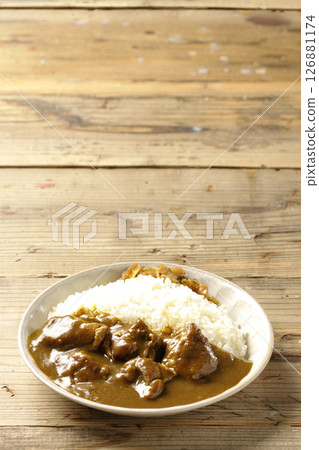 Chicken curry with chunks of chicken 126881174