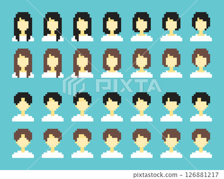 Pixel art character set (face part) 126881217