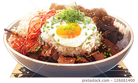 盤子裡的蛋餅和牛肉 盤子裡的蛋餅和牛肉 126881400