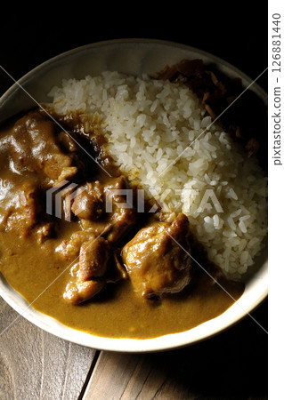 Chicken curry with chunks of chicken 126881440