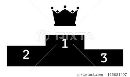 Podium and crown silhouette Podium and crown silhouette 126881497
