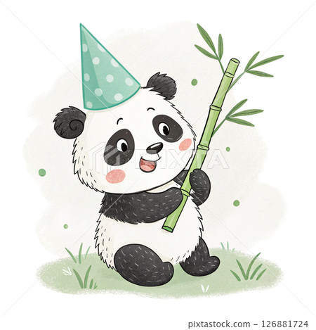 Cute Baby Animals with Party Hat Clipart watercolor Cute Baby Animals with Party Hat Clipart watercolor 126881724