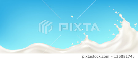 Milk wave splash on blue background 126881743