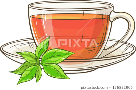 Cup of Tea Colored Illustration Cup of Tea Colored Illustration 126881905