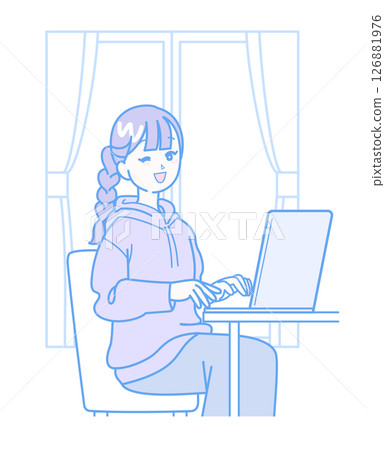 Woman working on a computer 126881976