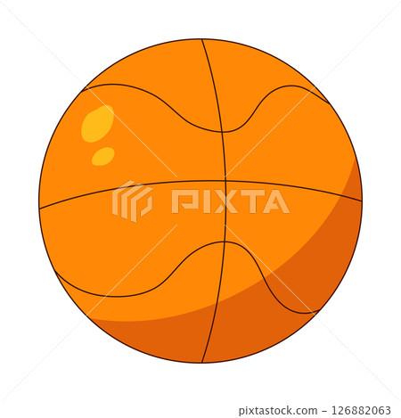 Illustration of an orange basketball with stylized lines and highlights on a white background. Physical education lesson. For back to school and sport theme, educational concept, and classroom decor. Illustration of an orange basketball with stylized lines and highlights on a white background. Physical education lesson. For back to school and sport theme, educational concept, and classroom decor. 126882063