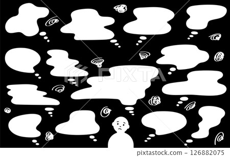 Fuzzy thought bubbles (white on black background) 126882075