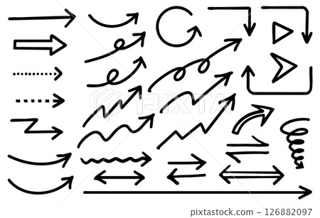 Monochrome hand drawn arrow set Monochrome hand drawn arrow set 126882097