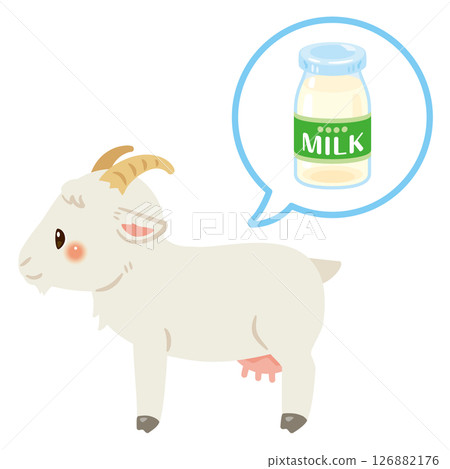 Goat and goat milk illustration Goat and goat milk illustration 126882176