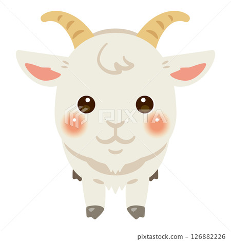 Illustration of a goat seen from the front 126882226