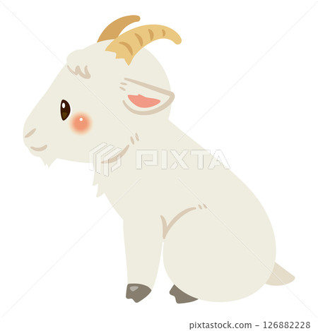 一隻坐著的山羊的側面插圖 126882228