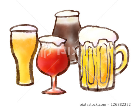 Illustration of four types of beer (sumi-e style) Illustration of four types of beer (sumi-e style) 126882252