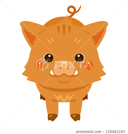 Front view of a wild boar illustration Front view of a wild boar illustration 126882283