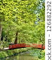 紅色橋樑以新綠色發光 紅色橋樑以新綠色發光 126882292