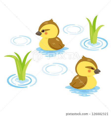Illustration of ducklings in a rice field Illustration of ducklings in a rice field 126882321