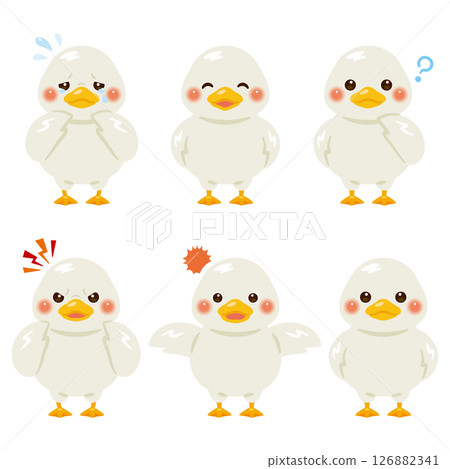 Duck character illustration facial expression set 126882341