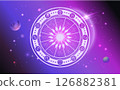 Astrology wheel with zodiac signs 126882381
