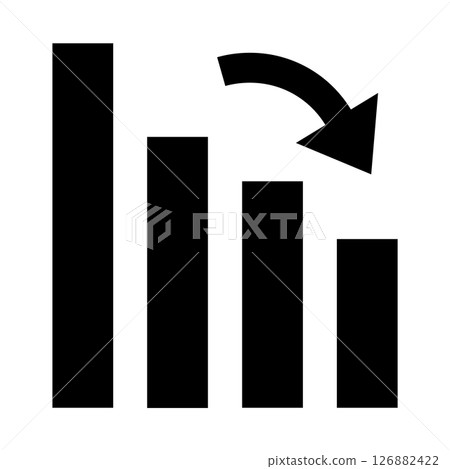 Falling bar graph silhouette icon Falling bar graph silhouette icon 126882422