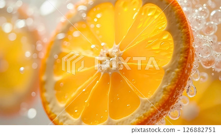 Orange slices and carbonated water 126882751