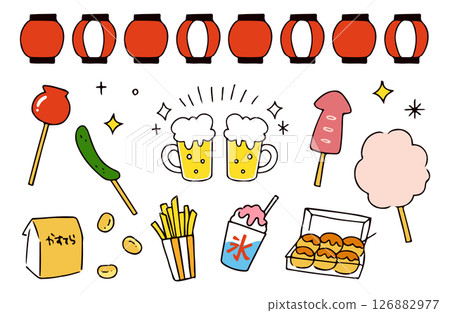 夏季節日插畫素材集 126882977