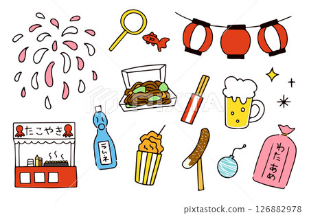 Summer festival illustration material set 126882978