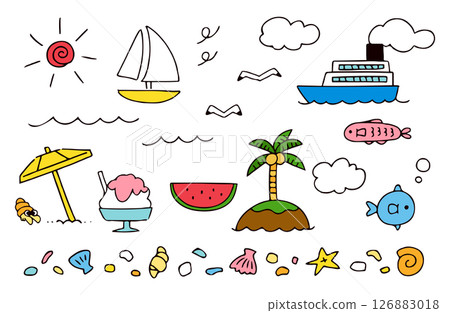 暑假插圖素材集 暑假插圖素材集 126883018