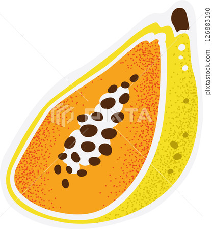 Papaya Fruit Hand-drawn Vector Illustration Isolated on Transparent Background 126883190