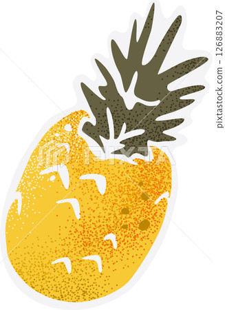 Tropical Pineapple Vector Fruit Sticker Dseign Tropical Pineapple Vector Fruit Sticker Dseign 126883207