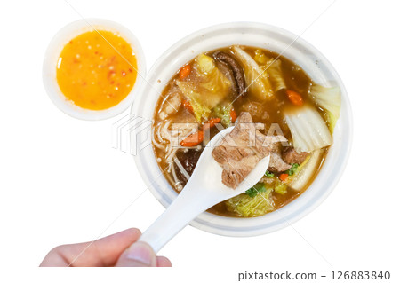 Top view of dimsum Bak kut teh traditional Chinese food, focus selective Top view of dimsum Bak kut teh traditional Chinese food, focus selective 126883840