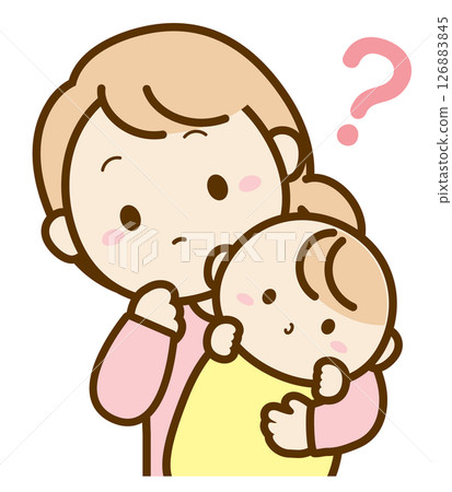 Parenting questions, mother, baby and question mark 126883845