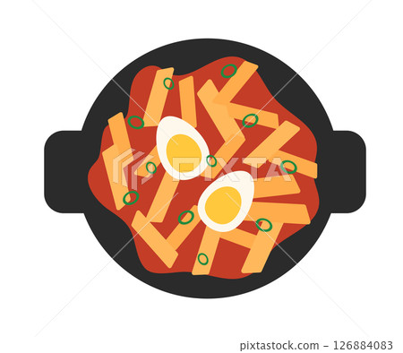 Korean food element. Tteokbokki. Asian cuisine. Vector flat illustration. 126884083