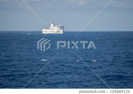 [Tokyo Kyushu Ferry Hamayu bound for Shinmoji Port and Soreiyu bound for Yokosuka Port meet and leave] 126884120