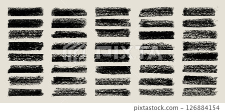 Grunge brush strokes, lines, ink smudges, hand-drawn scribble shapes. Handmade sketchy marks, acrylic stains, charcoal streaks. Paint textures, dry brush effect. Marker underline. Vector illustration 126884154