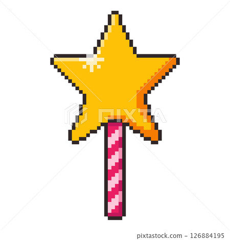 Pixel art Magic Wand with Star game asset design 126884195