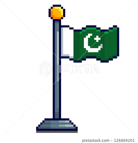 Pixel art Pakistan Flag game asset design 126884201
